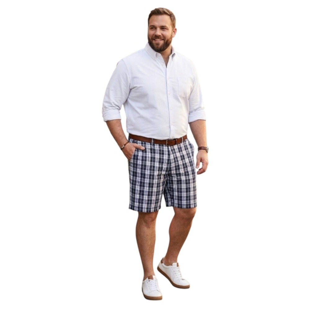 Tommy Hilfiger Black and White Men's‎ Plaid Shorts